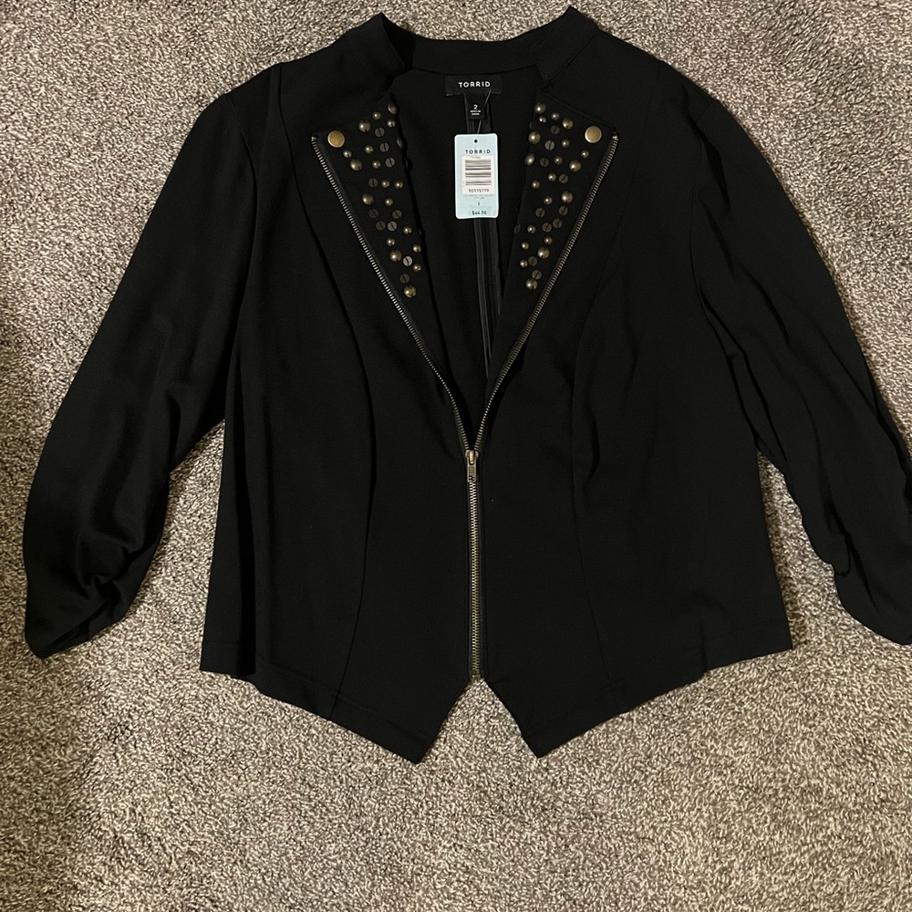Torrid size 2 (16) blazer. Black with brown beading.